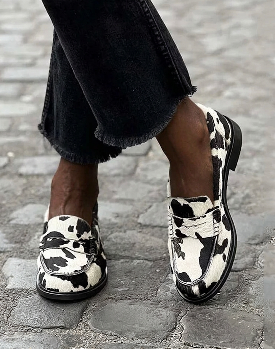 Emerynn™ | Cow-Print Loafers