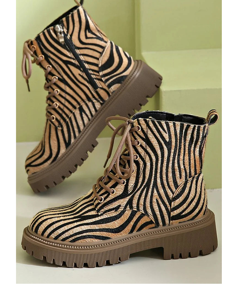 Sloanee™ | Zebra Lace-Up Boots