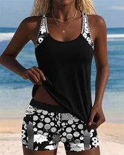 Colettee | Swimsuit Tank Top with Printed Boxer Briefs