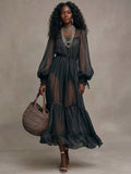 Gerda | Elegant V-Neck Midi Dress