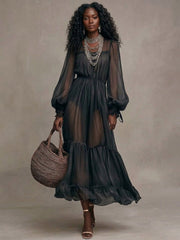 Gerda | Elegant V-Neck Midi Dress