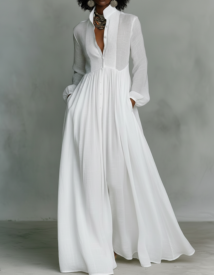 Serenae | Flowing Button-Front Maxi Dress