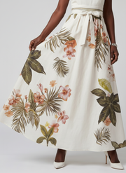 Meadow | Draped Halter Botanical Panel Maxi Dress