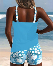 Colettee | Swimsuit Tank Top with Printed Boxer Briefs