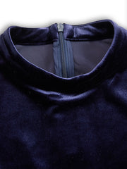 Liora™ | Navy Blue Midi Dress with Long Sleeves