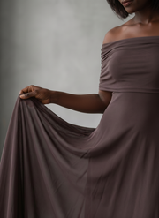 June | Off Shoulder Draped Midi Dress