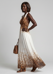 Orlune | Pleated White Midi Dress