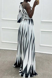 Shiloh - Elegant Striped Maxi Dress with One Shoulder