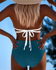 Lily™ | High Waisted Double Strap Swimsuit with Contrast Color