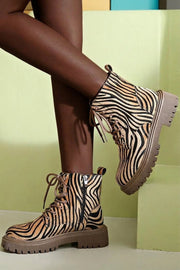 Sloanee™ | Zebra Lace-Up Boots