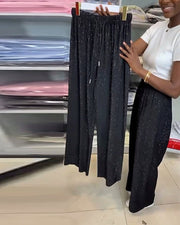 Elegent High-Waisted Shiny Wide Leg Pants