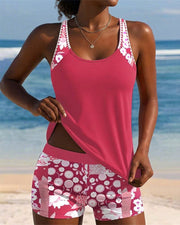 Colettee | Swimsuit Tank Top with Printed Boxer Briefs