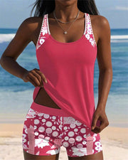 Colettee | Swimsuit Tank Top with Printed Boxer Briefs