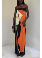 Joan | Coastal Chic Strapless Printed Maxi Party Dress