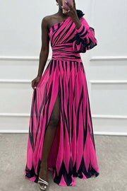 Shiloh - Elegant Striped Maxi Dress with One Shoulder