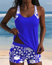 Colettee | Swimsuit Tank Top with Printed Boxer Briefs