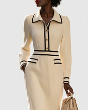 Elisee™ | Fitted midi dress with button detail