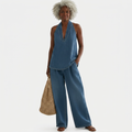 Ivy | Vintage Washed Soft Denim-Look Two-Piece Set