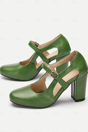 COMFORTABLE HEEL COURT SHOE WITH T DETAIL