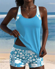 Colettee | Swimsuit Tank Top with Printed Boxer Briefs
