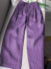 Camillee | Wide-leg Pants in Cotton and Linen Blend