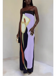 Joan | Coastal Chic Strapless Printed Maxi Party Dress