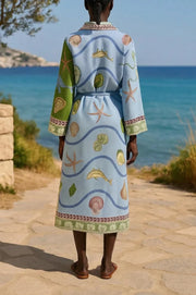 Sandra | Belted Printed Twill Midi Shirt Dress Dress