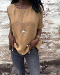 BAUA - Round Neck Cotton And Linen T-Shirt