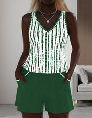 Mia™ | Casual Two Piece Printed V-Neck Swimsuit with Pockets