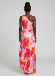 Taya | One Shoulder Pleated Bodice Midi Dress