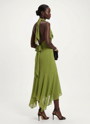 Winifred | Draped Halter Keyhole Midi Dress