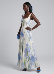 Ophelia | Sleeveless Square Neck Floral Print Midi Dress