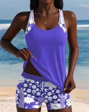 Colettee | Swimsuit Tank Top with Printed Boxer Briefs