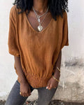 BOMIA - Comfortable Waisted T-shirt with V-neckline