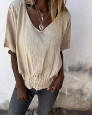 BOMIA - Comfortable Waisted T-shirt with V-neckline