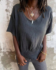 BOMIA - Comfortable Waisted T-shirt with V-neckline