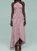 Ruth | Pleated Suspender Long Dress With Slits Dress