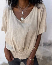 BOMIA - Comfortable Waisted T-shirt with V-neckline