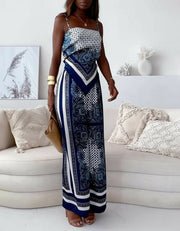 Helen | Vacation Ready Stylish Lace-Up Vest & Pants Two-Piece Set Dress