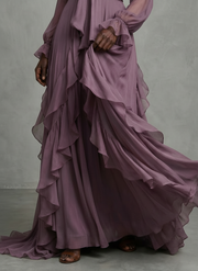 Demetria | Tie Neck Ruffle Tiered Maxi Dress