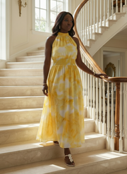 Sylin | Gathered Halter Midi Dress
