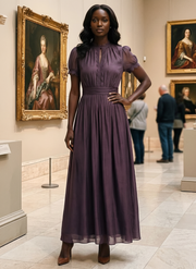 Elia | Gathered Waist Keyhole Maxi Dress