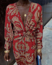 Dineke - Elegant dress with long sleeves and floral print