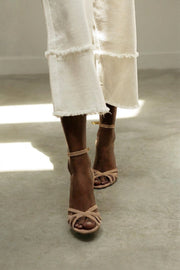 BLOCK HEEL SANDALS WITH ANKLE STRAPS