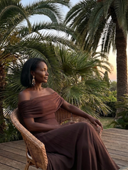 June | Off Shoulder Draped Midi Dress