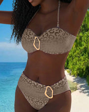 Sofia™ | Halter Neck Leopard Print Gradient Swimsuit