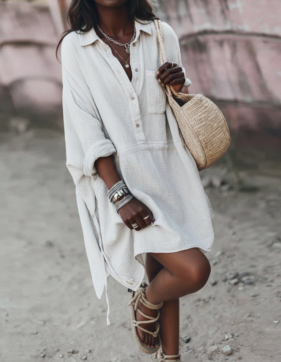 DALIA - CHIC SHIRT DRESS IN COTTON BLEND