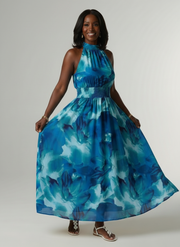 Sylin | Gathered Halter Midi Dress