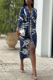 Eva | Sun Escape Unique Print Dolman Midi Dress