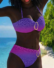 Sofia™ | Halter Neck Leopard Print Gradient Swimsuit